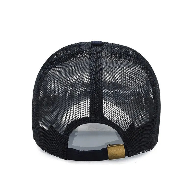 Full mesh baseball cap with open-weave construction and curved peak