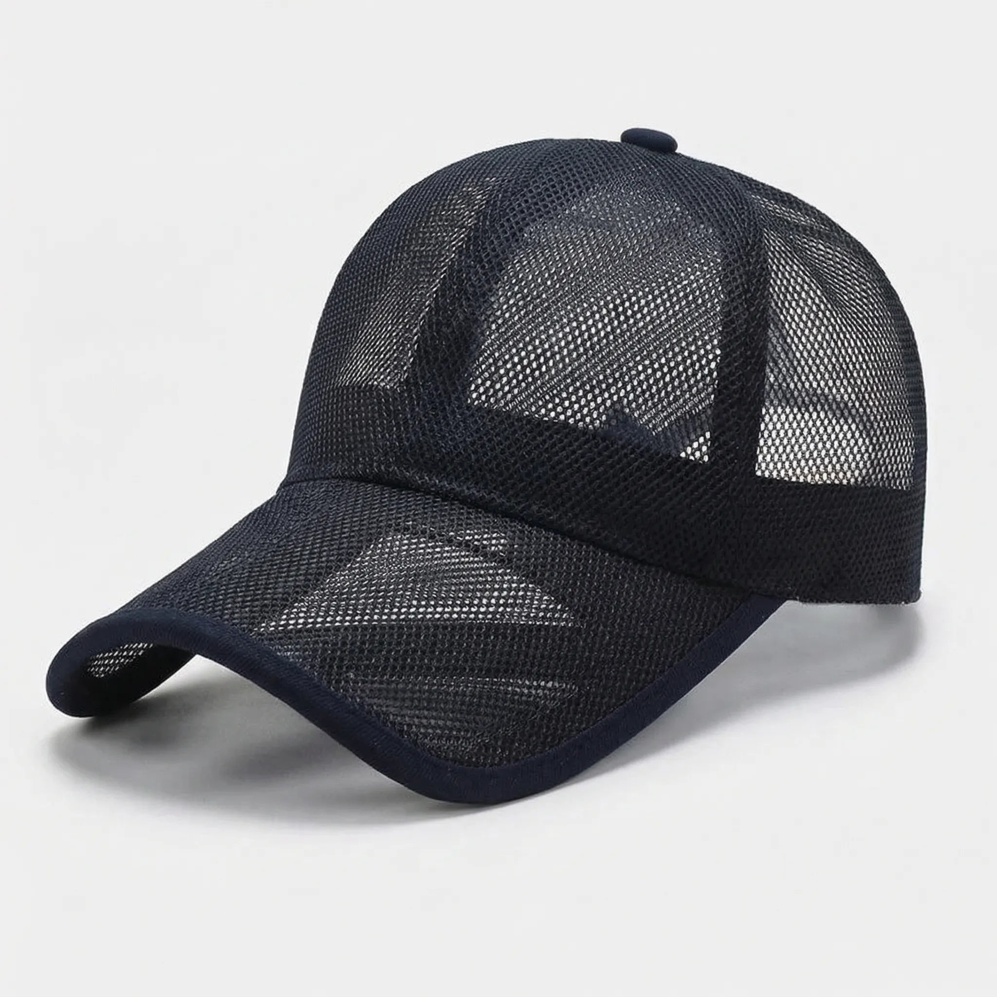 Full mesh baseball cap with open-weave construction and curved peak