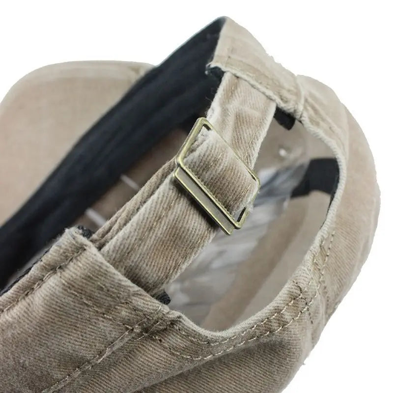 Men's flat top military-style sun cap with wide brim for sun shading
