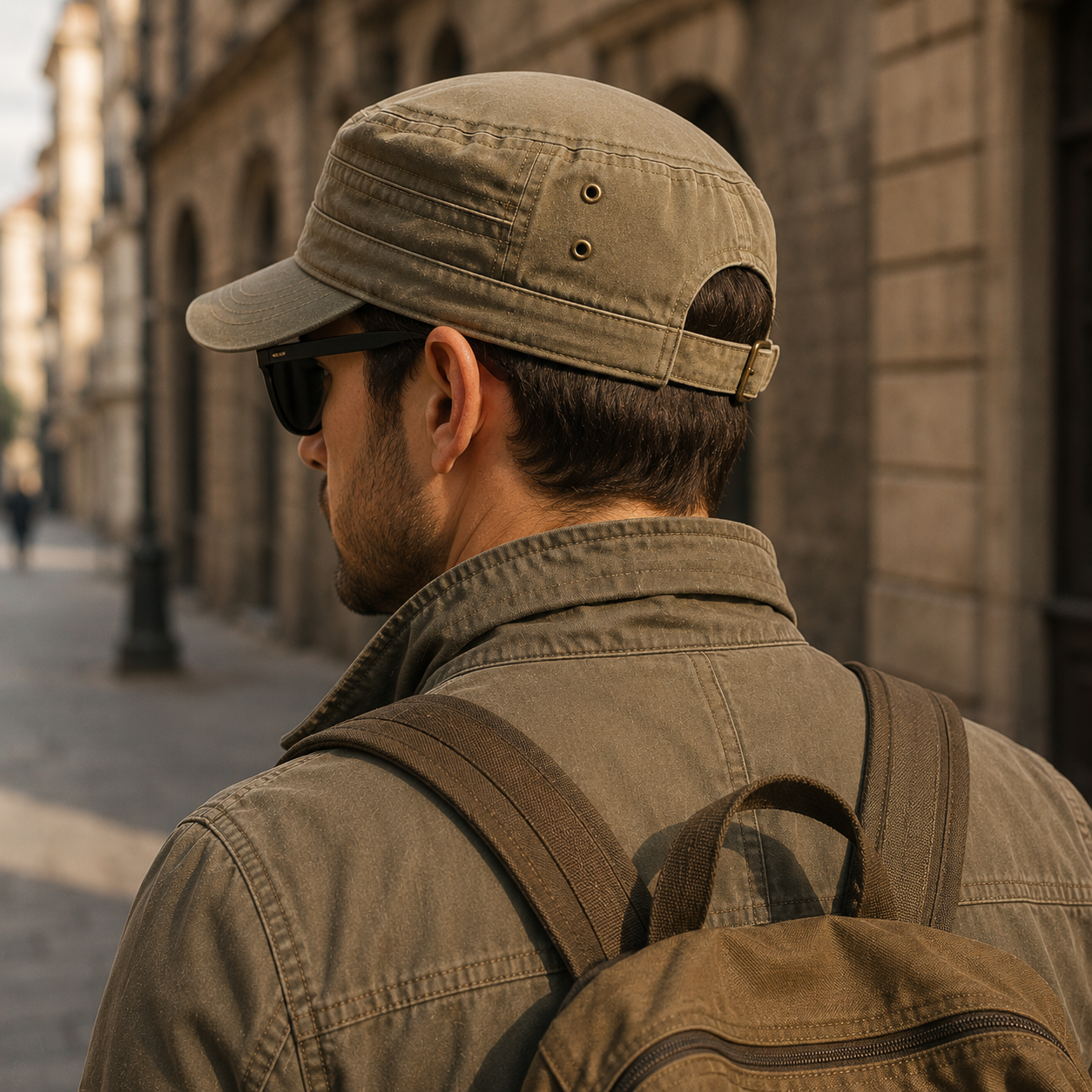 Celrien | Brimfeld Flat Top Military-Style Sun Cap