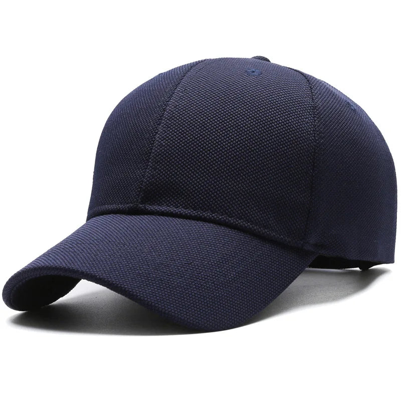 Minimalist baseball cap with adjustable flat peak and structured crown
