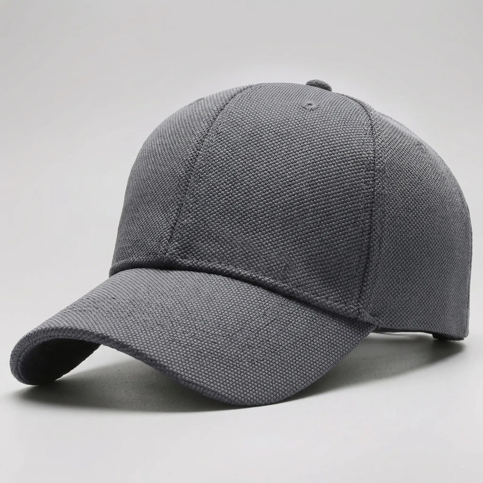 Minimalist baseball cap with adjustable flat peak and structured crown