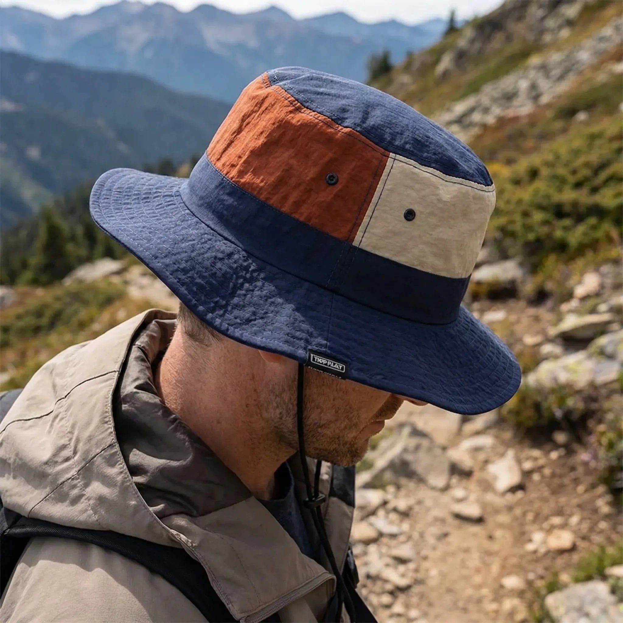Wide-brim bucket hat with quick-dry fabric and UV protection