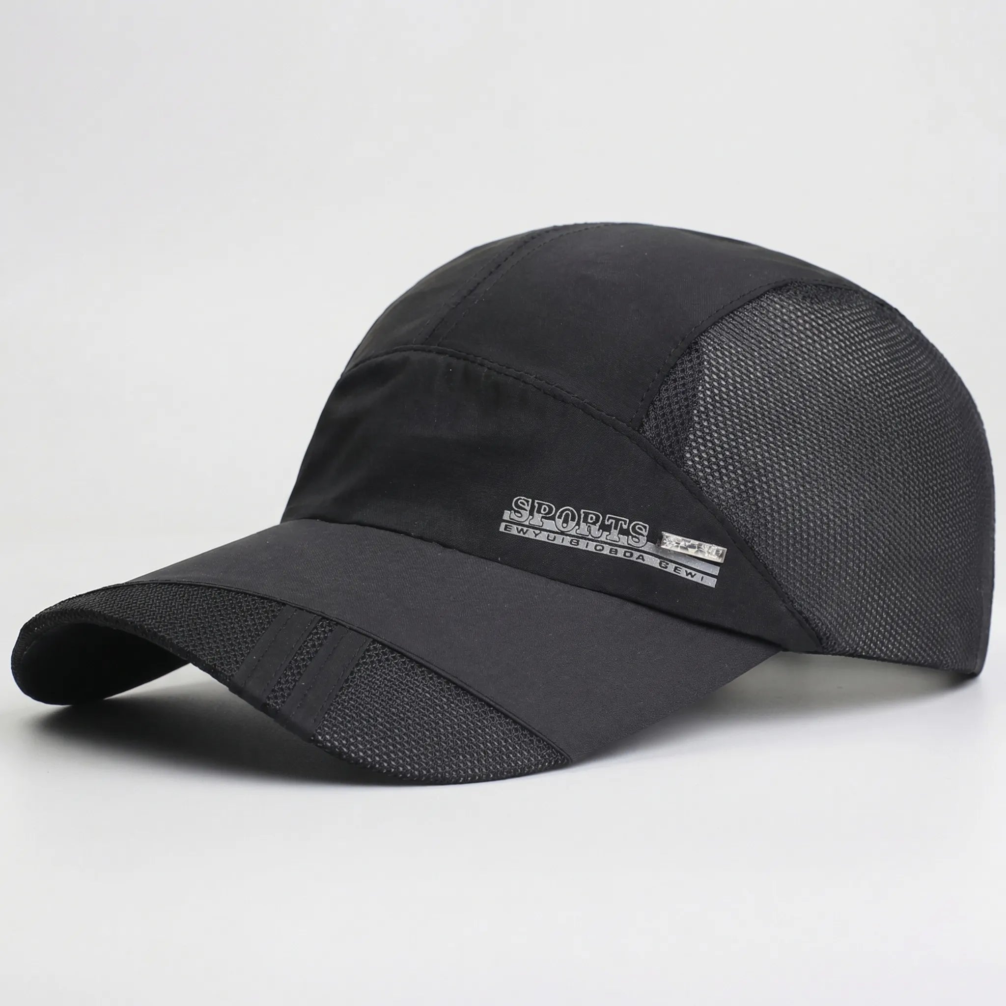 Breathable mesh baseball cap with quick-dry fabric and adjustable back strap
