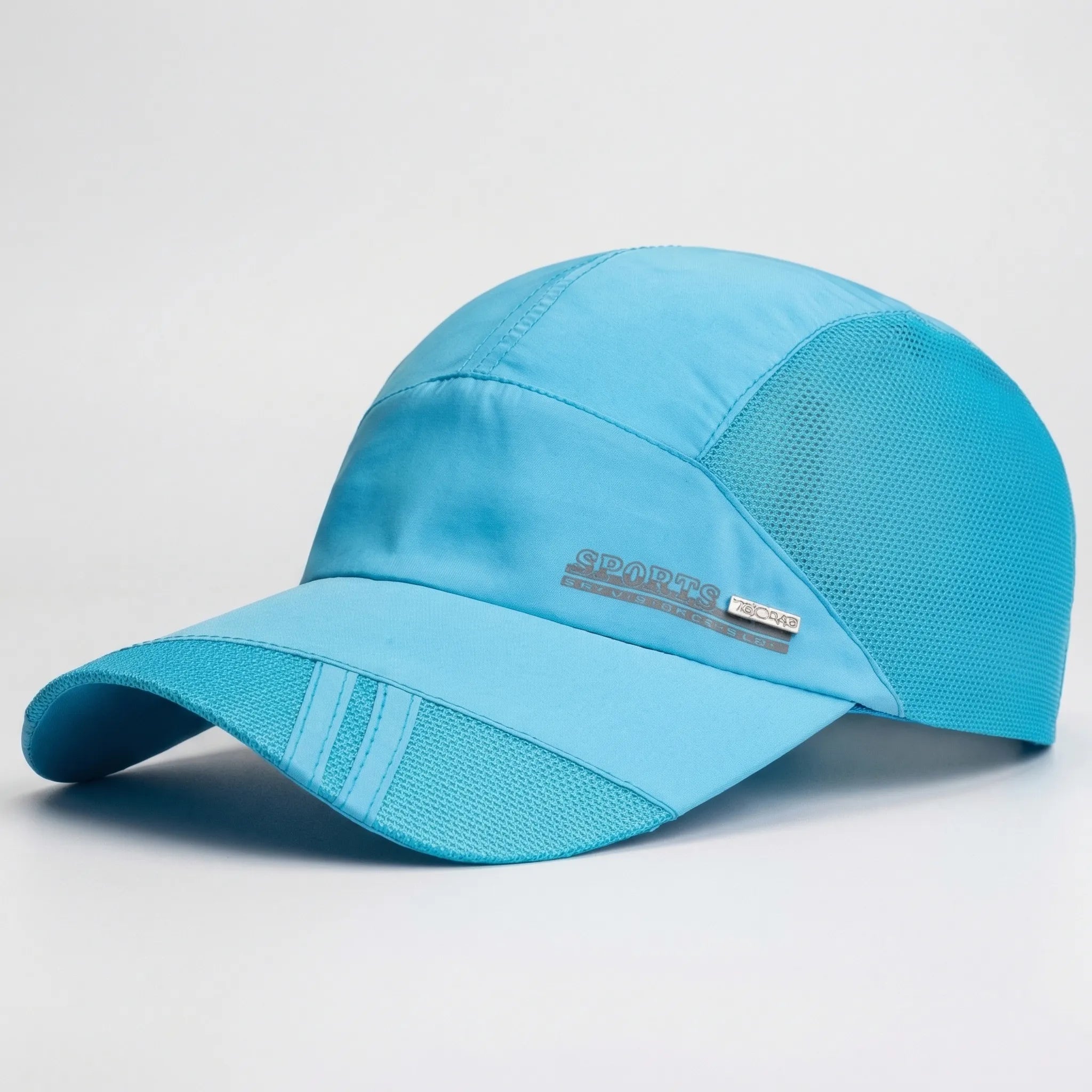 Breathable mesh baseball cap with quick-dry fabric and adjustable back strap