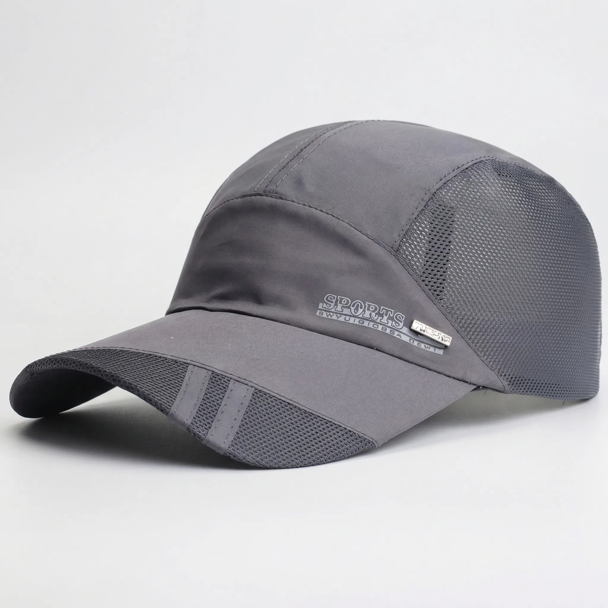 Breathable mesh baseball cap with quick-dry fabric and adjustable back strap