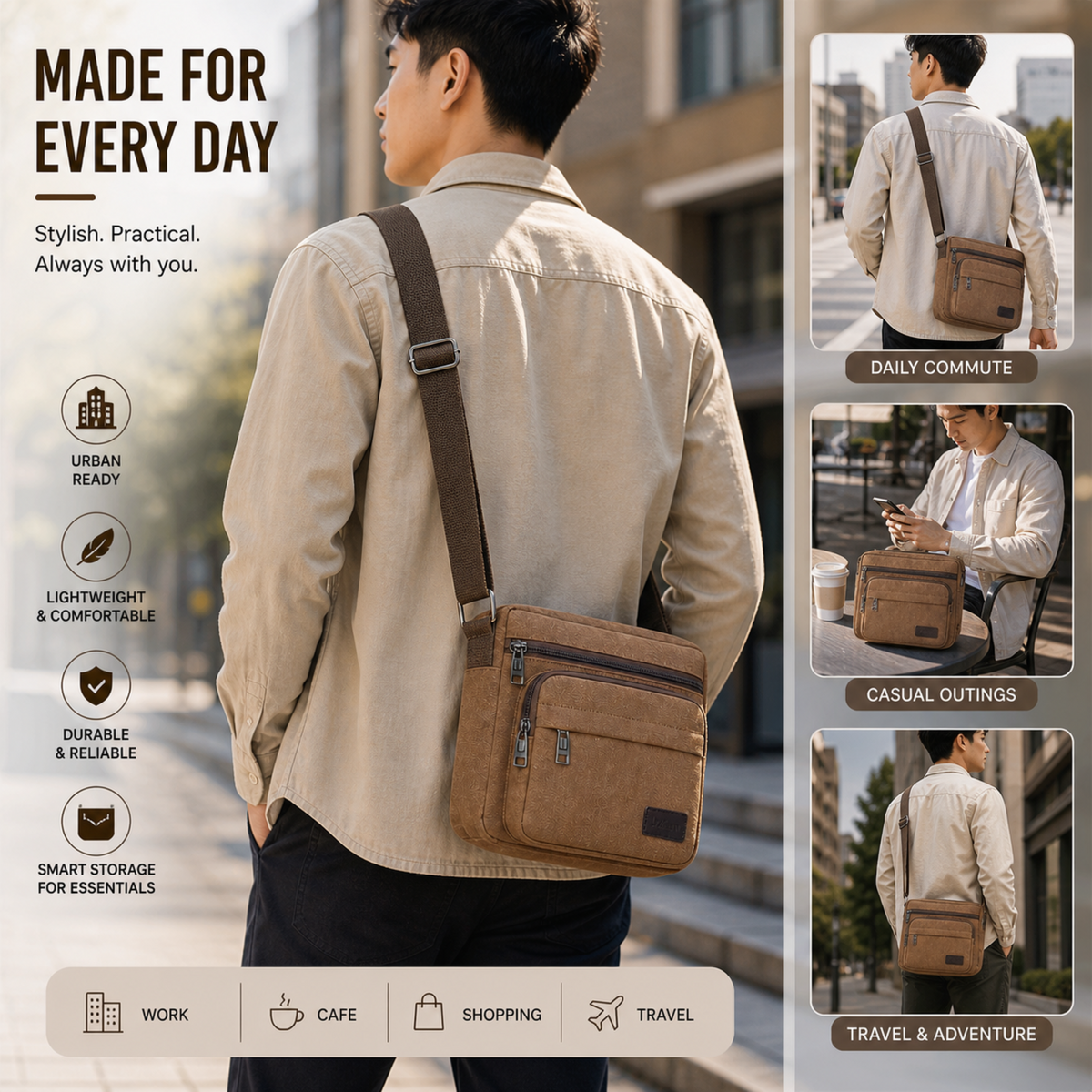 Celrien | Canvas Crossbody Messenger Bag
