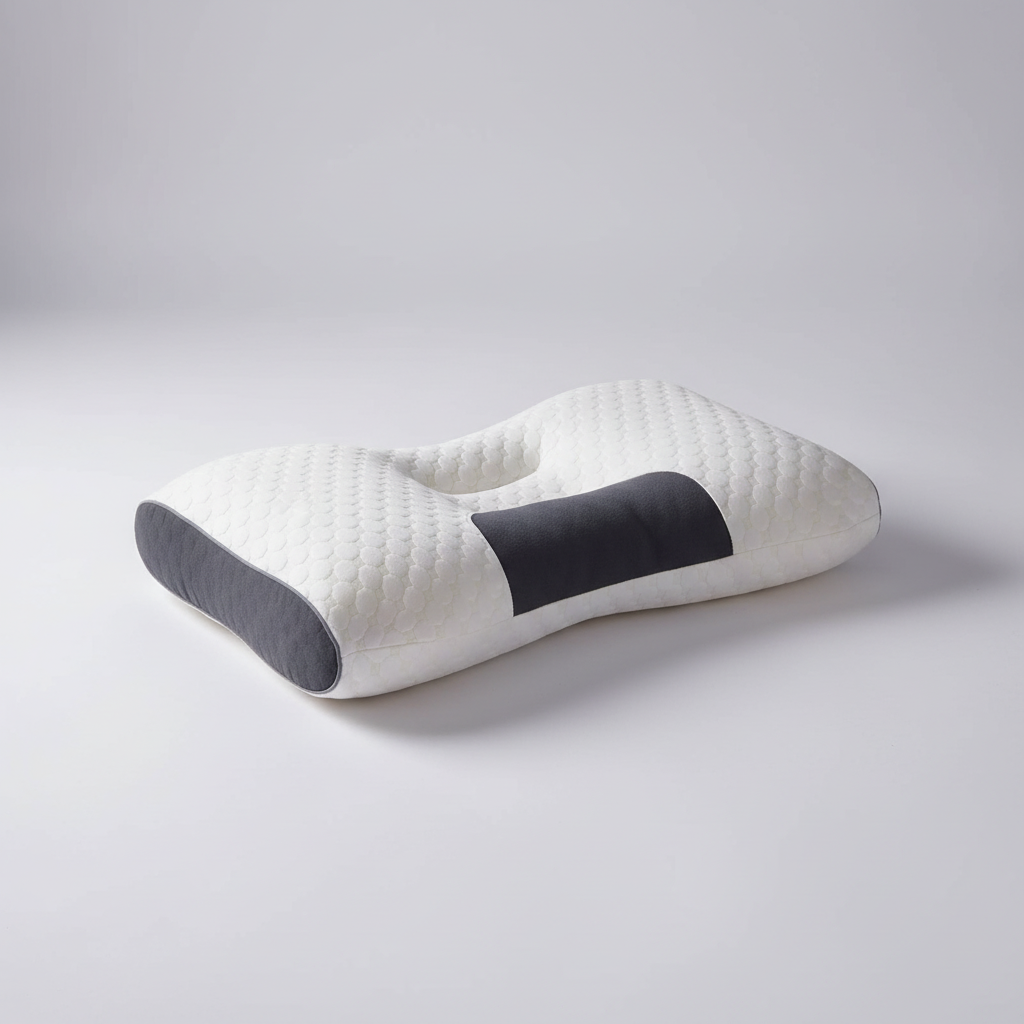 Orthopedic neck pillow with contour support and massage zones