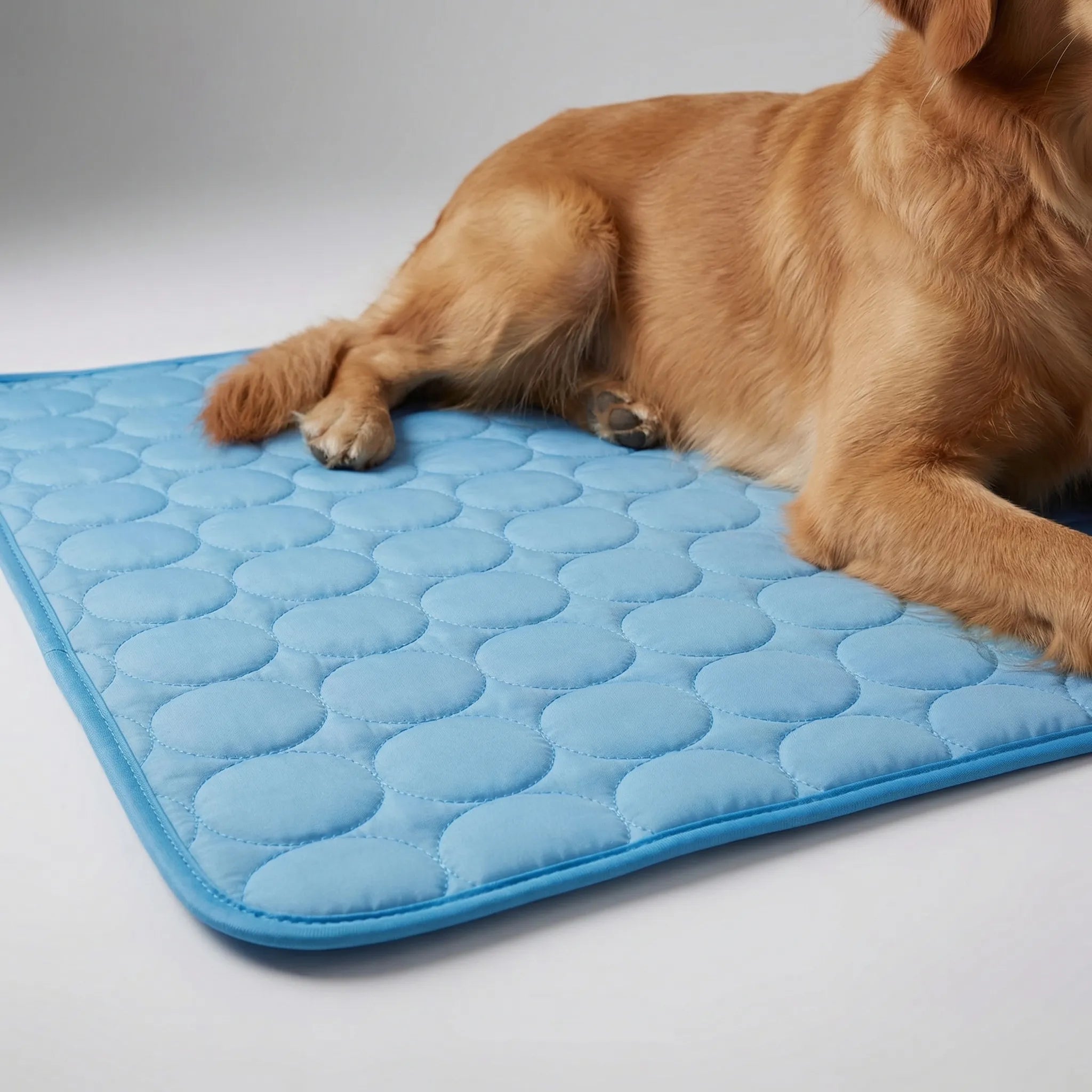 Quilted cooling mat for dogs and cats with breathable pebble-pattern surface