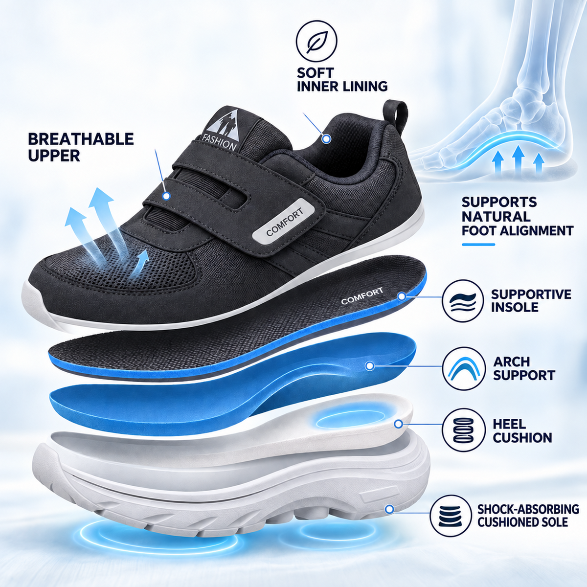 Celrien | Comfortrek Wide-Fit Adjustable Walking Sneaker