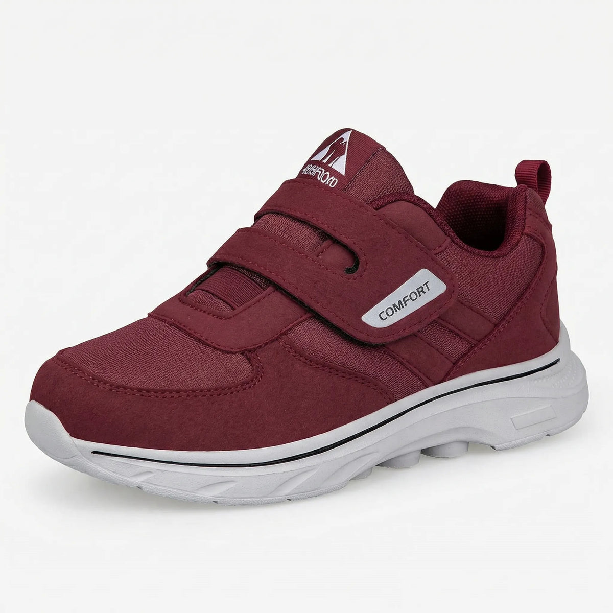 Orthopedic wide-fit walking sneaker with cushioned sole and hook-and-loop strap