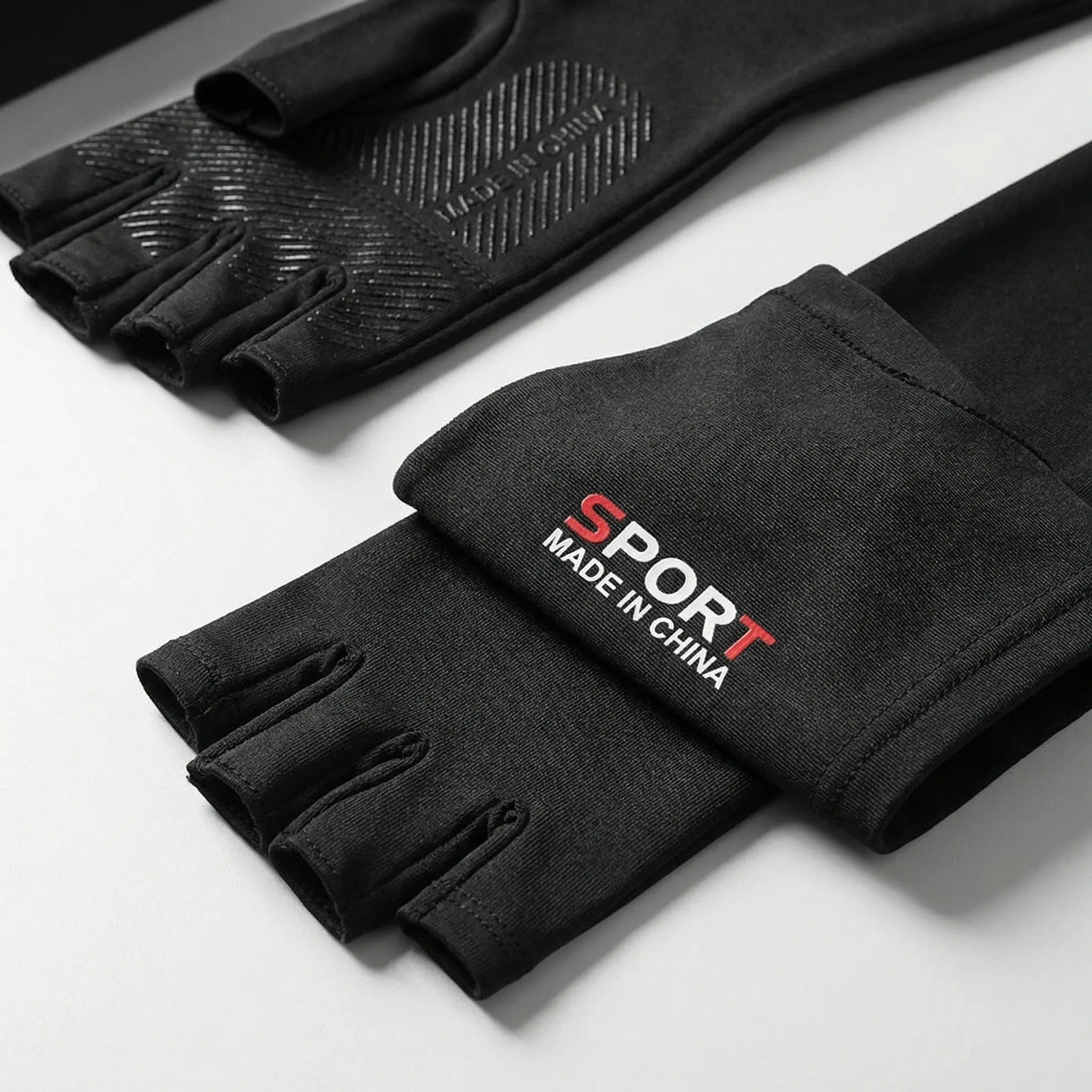 Cooling arm sleeves with UPF sun protection and half-finger design