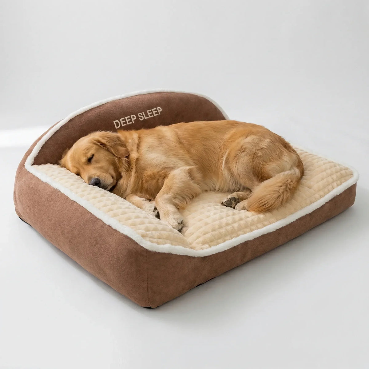 Orthopedic dog bed with memory foam and raised backrest for large dogs