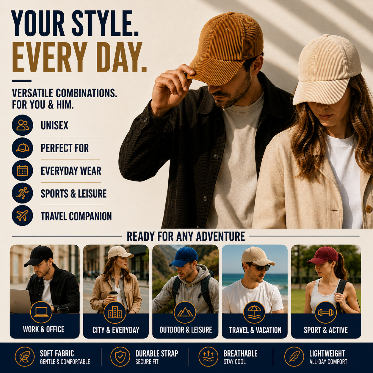 Celrien | Duxton Curved Brim Corduroy Baseball Cap