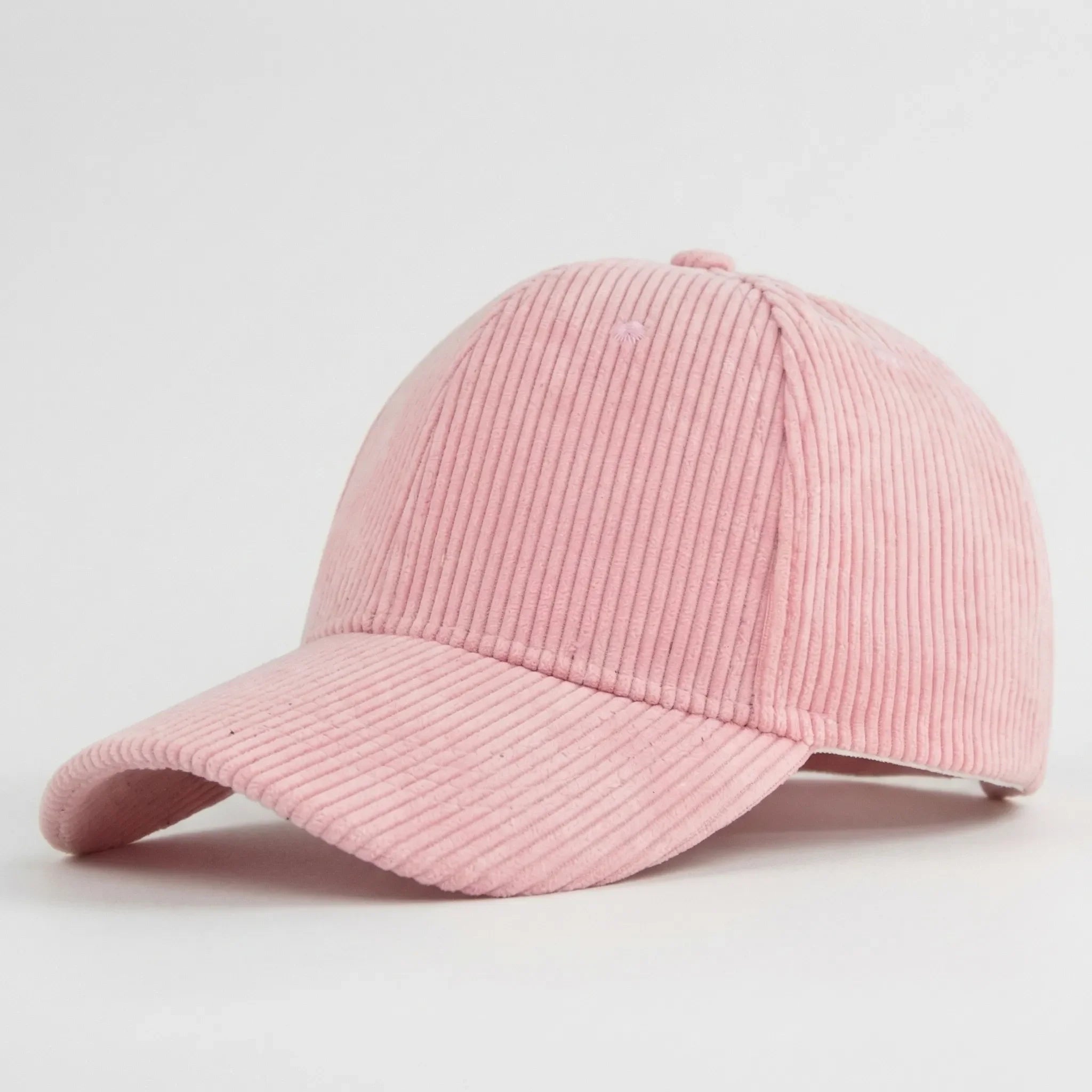 Corduroy baseball cap with curved brim and structured crown