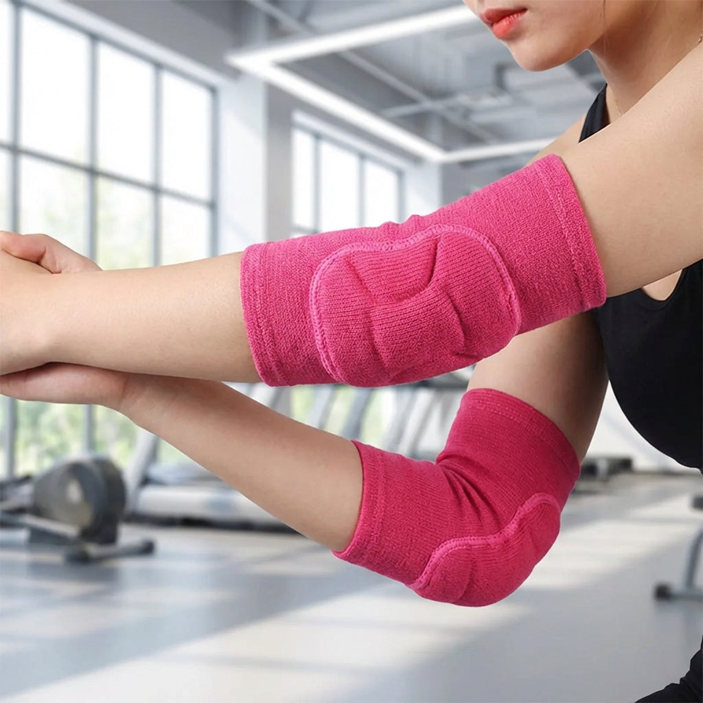 Elastic padded elbow sleeve with impact protection for sports