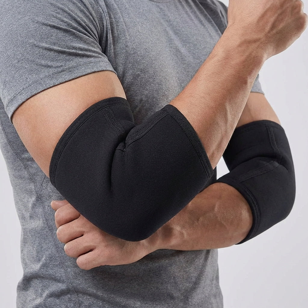 Compression elbow support brace for weightlifting and strength training