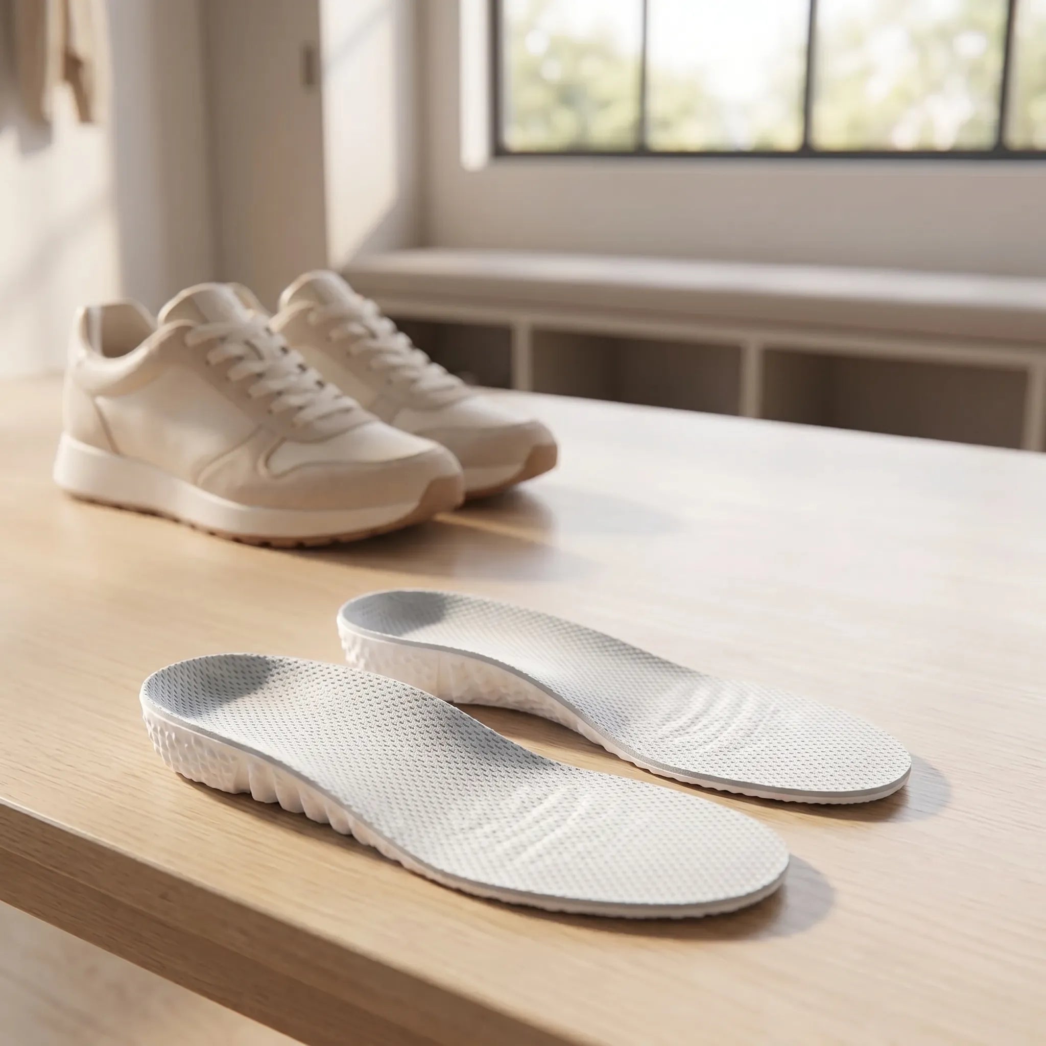 Height increasing shoe inserts with shock absorption and arch support