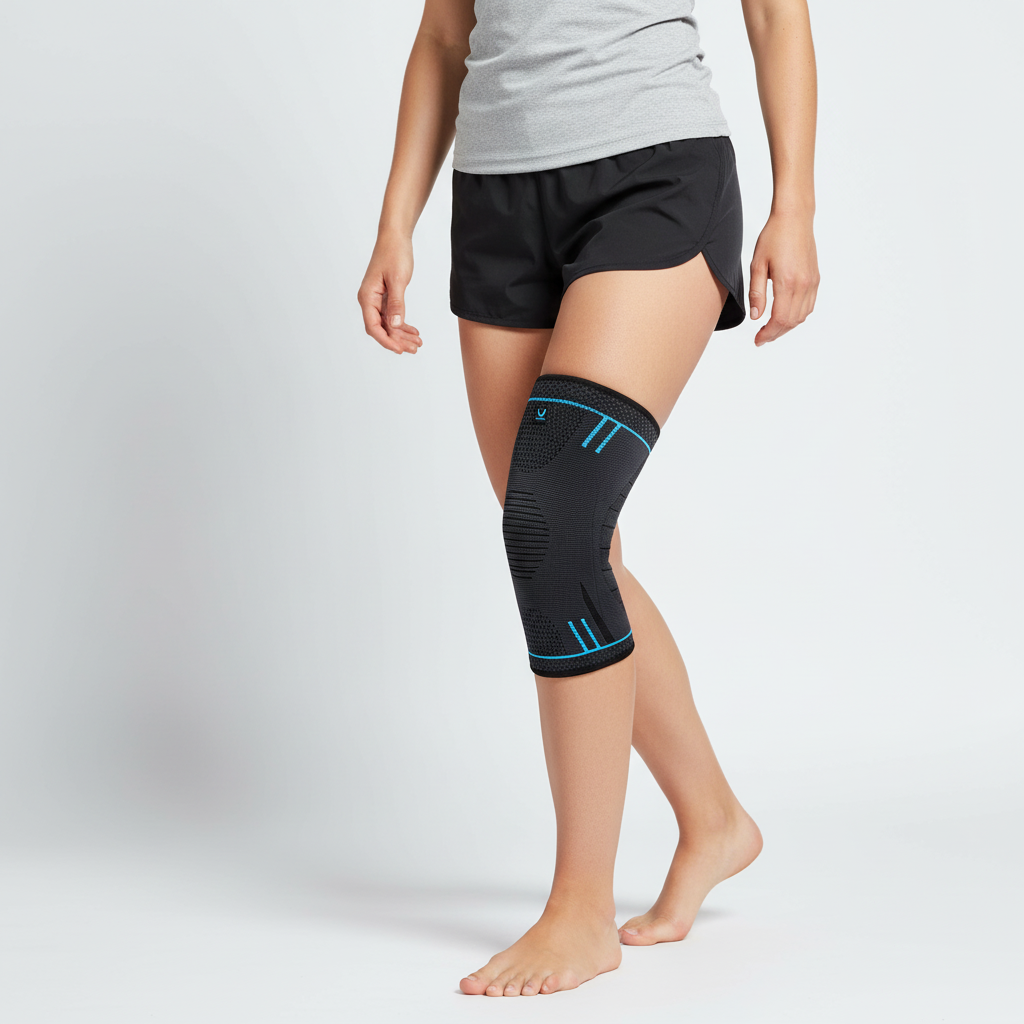 Breathable knee compression sleeve with non-slip elastic support