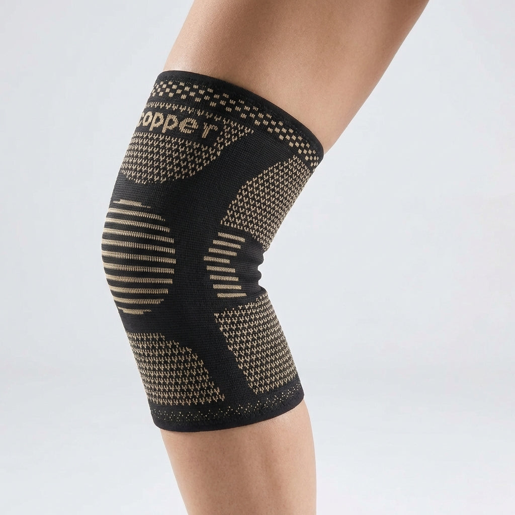 Compression knee support sleeve with targeted compression and breathable knitted design