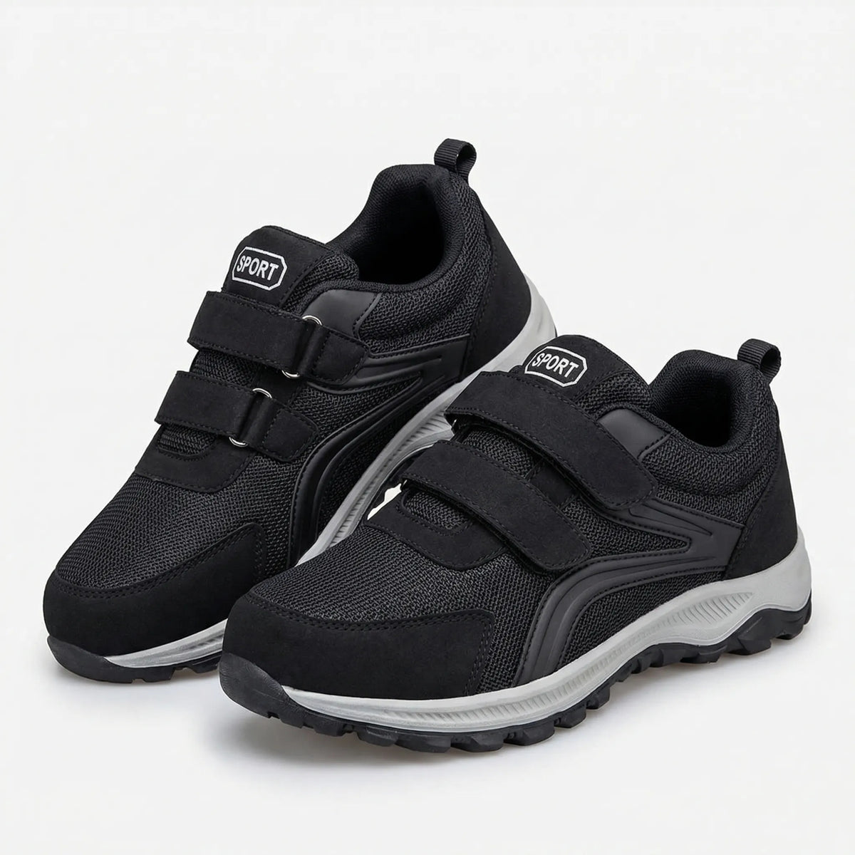 Orthopedic shoes wide fit double strap walking sneakers with breathable mesh
