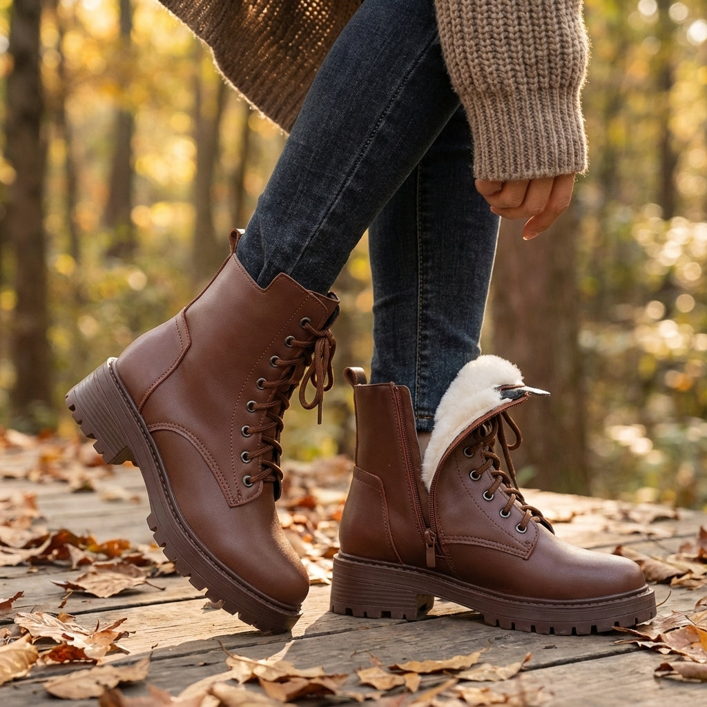 Insulated winter ankle boots with cozy lining and non-slip sole