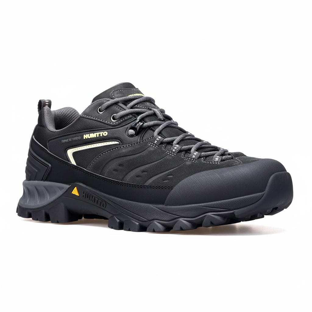 Men's leather hiking shoes with non-slip rubber outsole and breathable lining