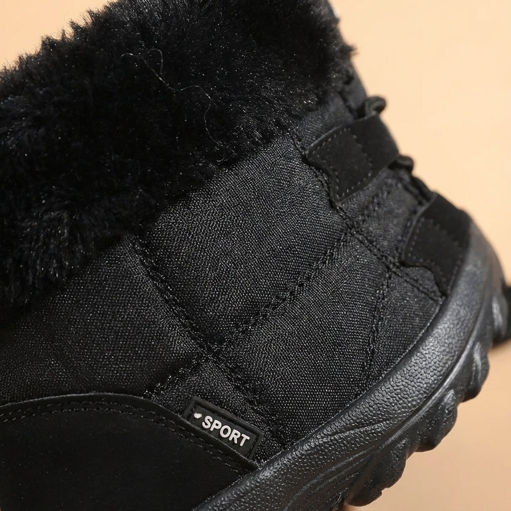 Mid calf insulated winter boots with plush lining and grippy platform sole