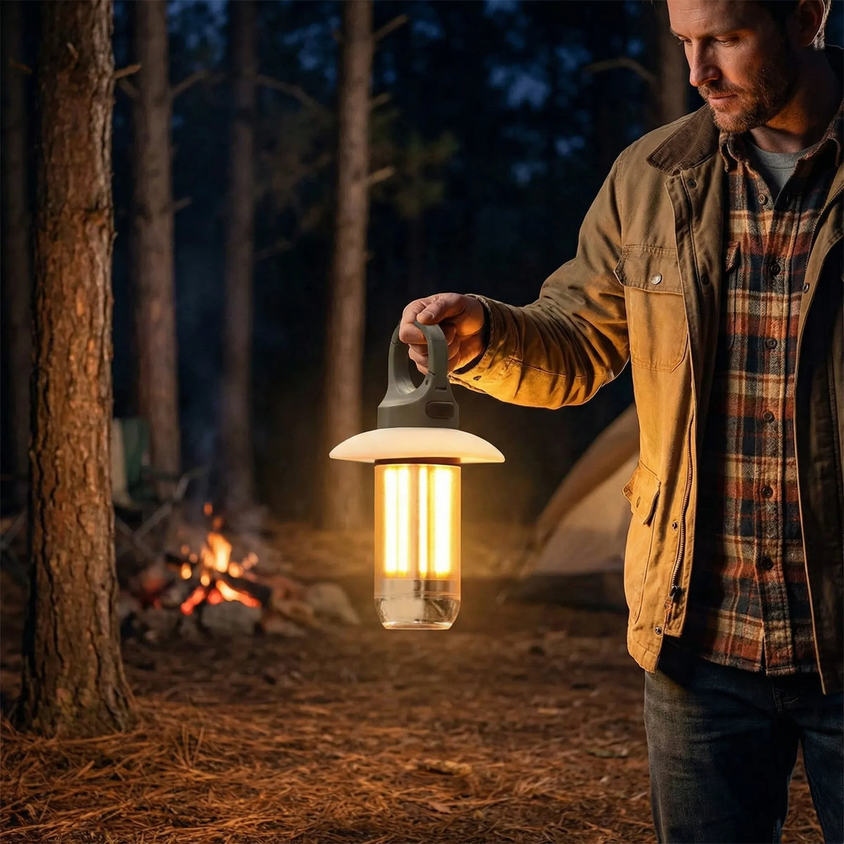 LED camping lanterns with 2-in-1 flashlight design and hanging hook