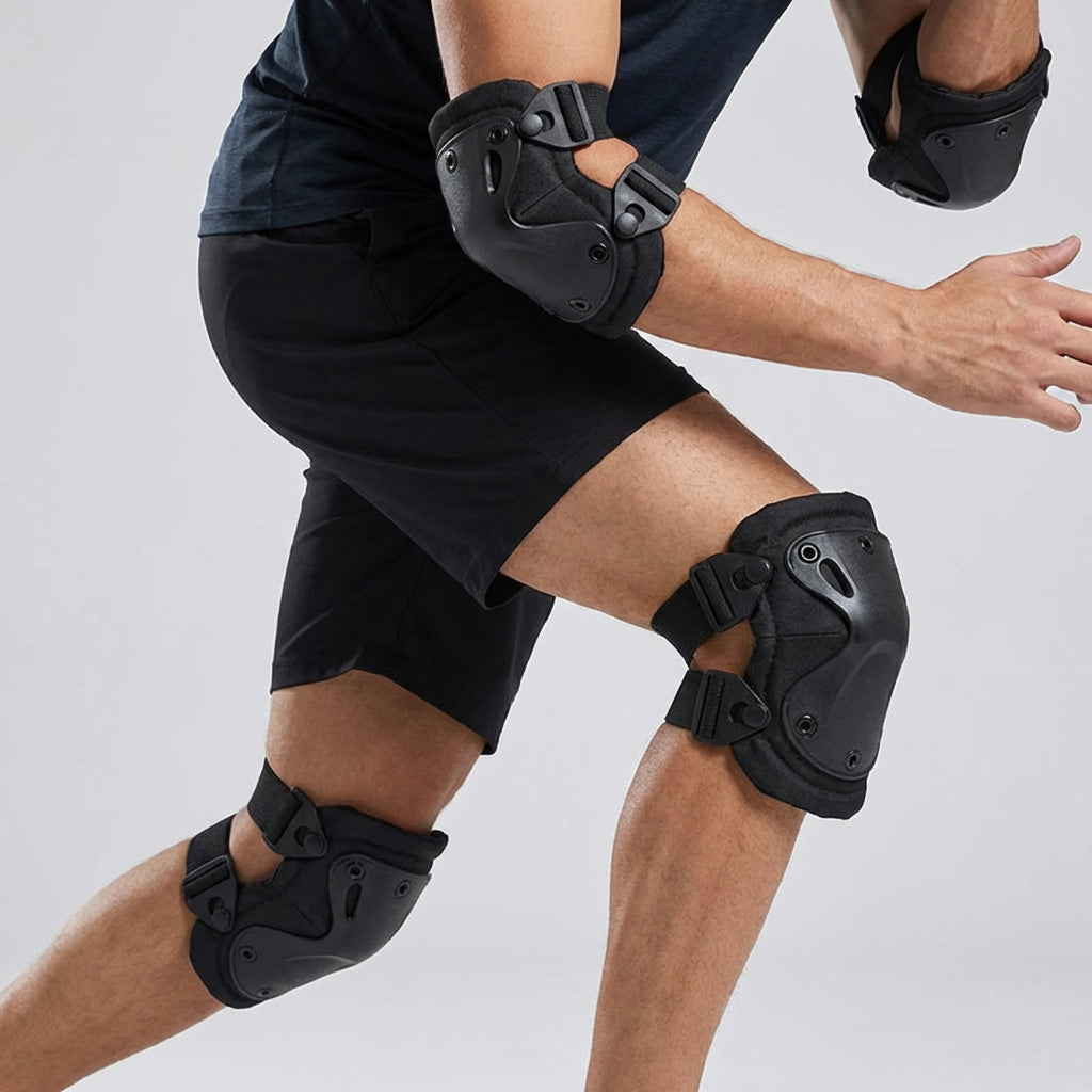 Hard shell knee and elbow protective pads for outdoor sports