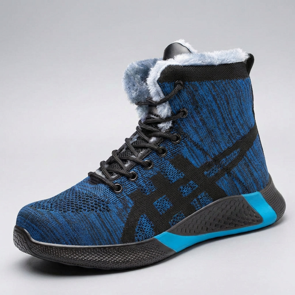 Men's high ankle safety work shoe with breathable upper and warm lining