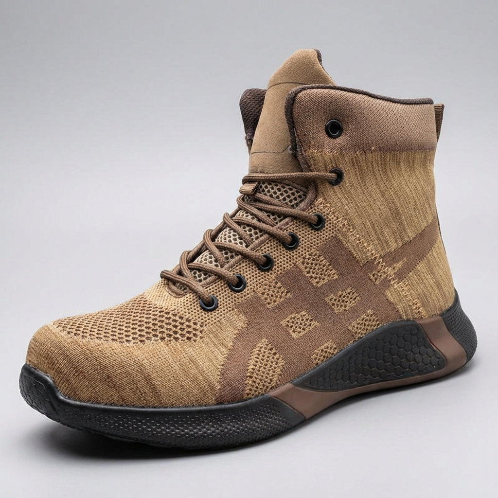 Men's high ankle safety work shoe with breathable upper and warm lining