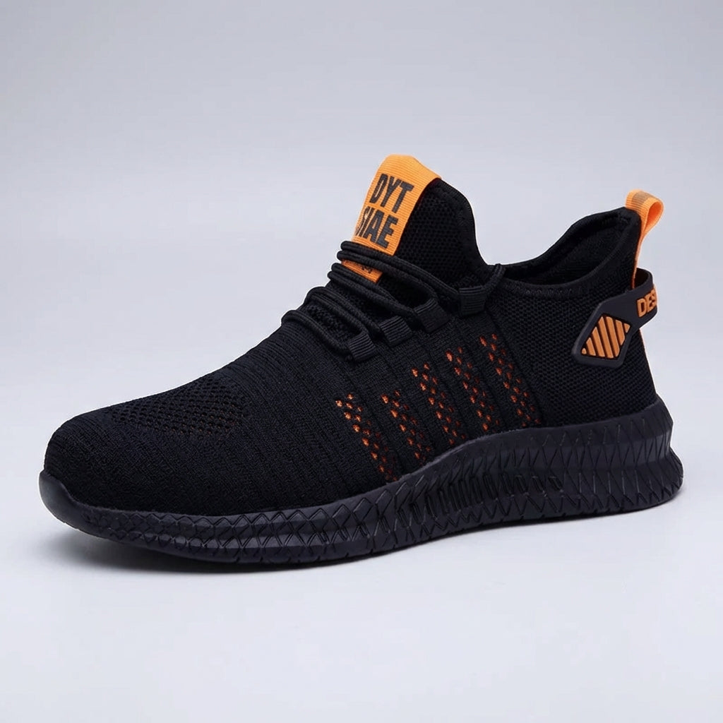 Lightweight safety sneaker with breathable mesh and slip-resistant sole