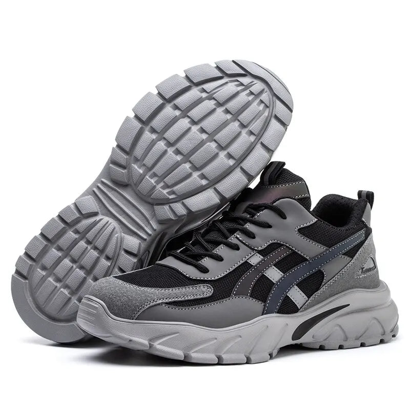 Lightweight safety sneaker with puncture-resistant sole and slip-resistant tread