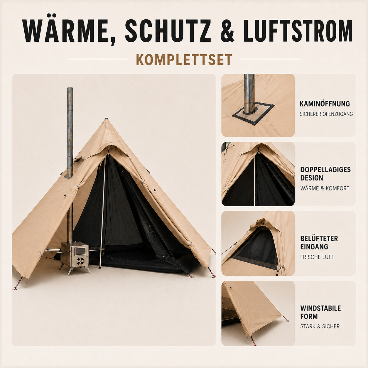 Celrien | HearthPeak Single-Person Pyramid Tent