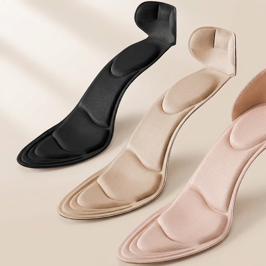 High heel insole insert with targeted cushioning and anti-slip base