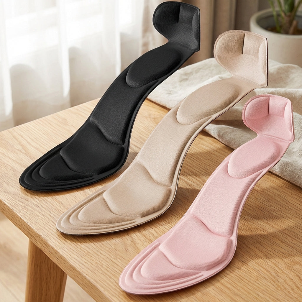 High heel insole insert with targeted cushioning and anti-slip base