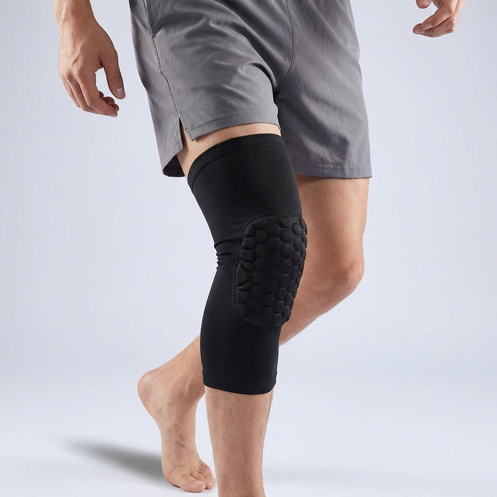 Honeycomb padded knee sleeve with compression support for basketball