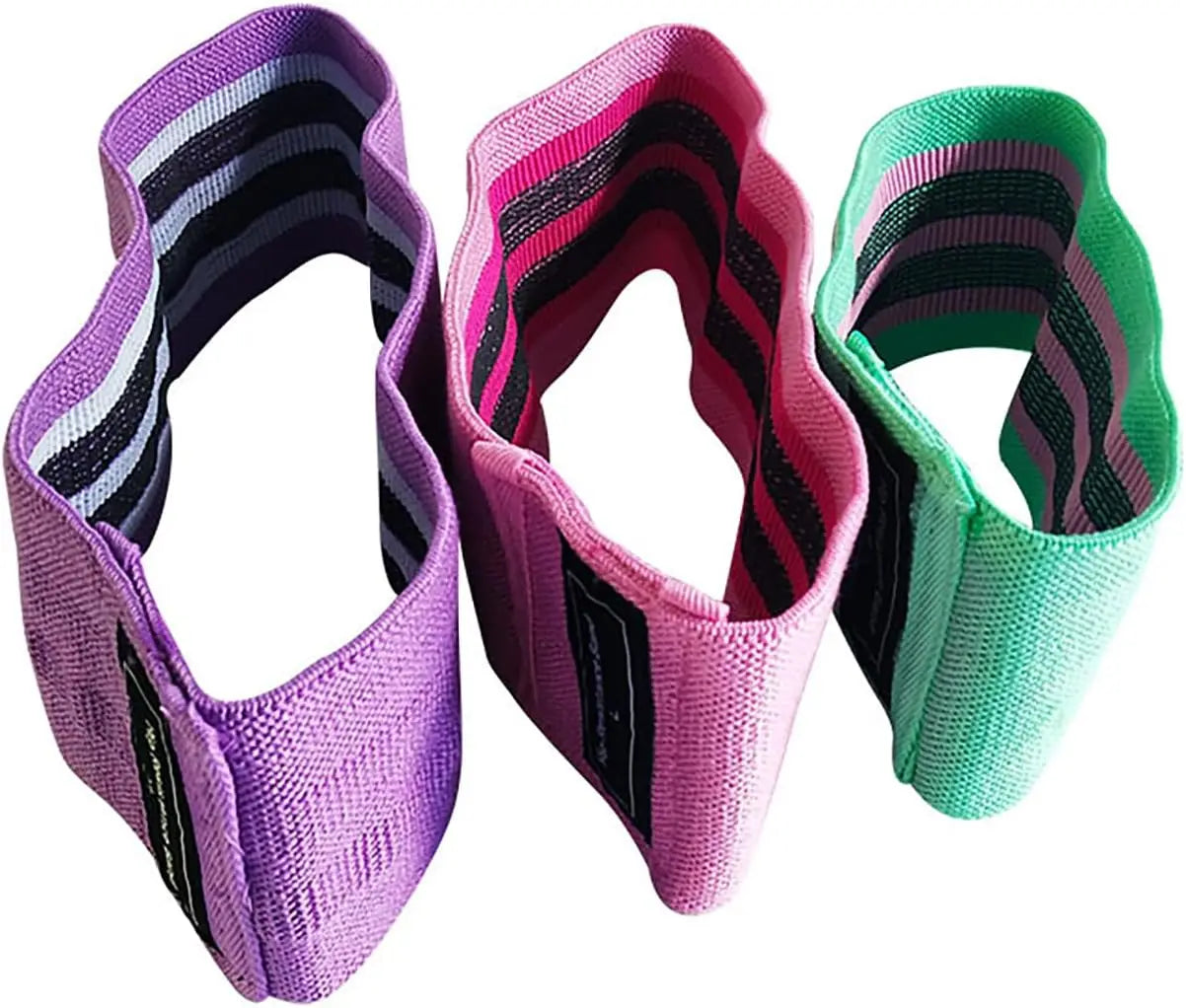 Woven resistance bands for lower body exercises with mesh storage bag