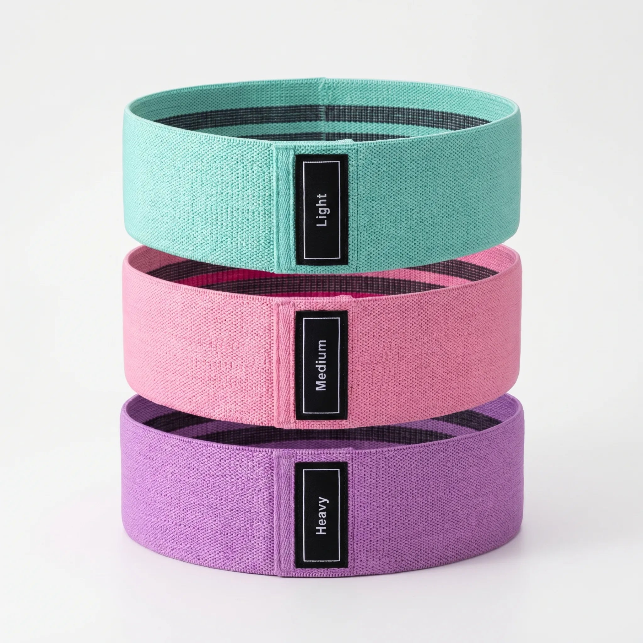 Woven resistance bands for lower body exercises with mesh storage bag