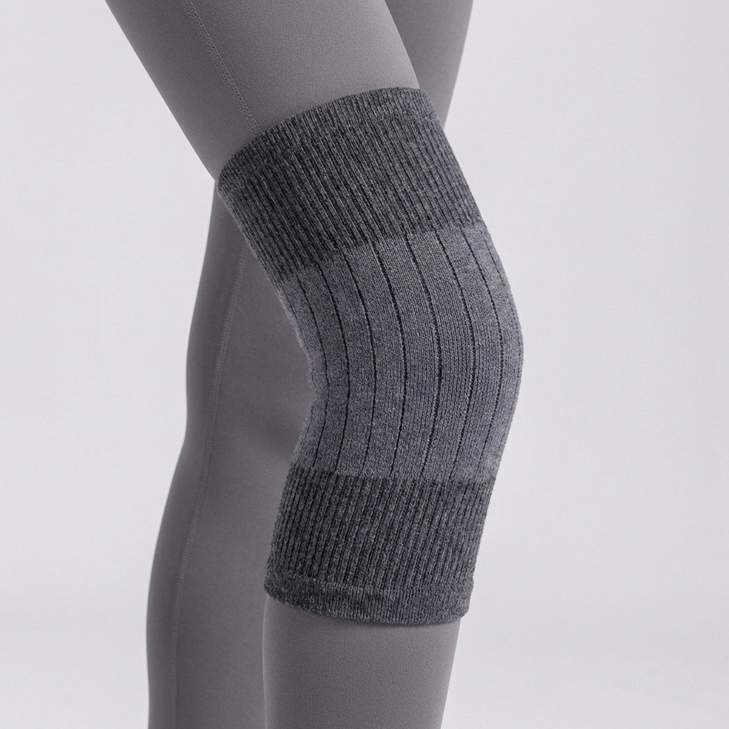 Thermal knee sleeve with plush lining and padded front protection