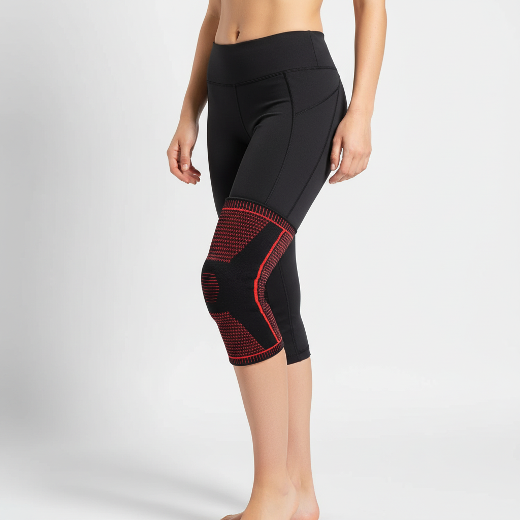 Breathable knee compression sleeve with silicone support pad