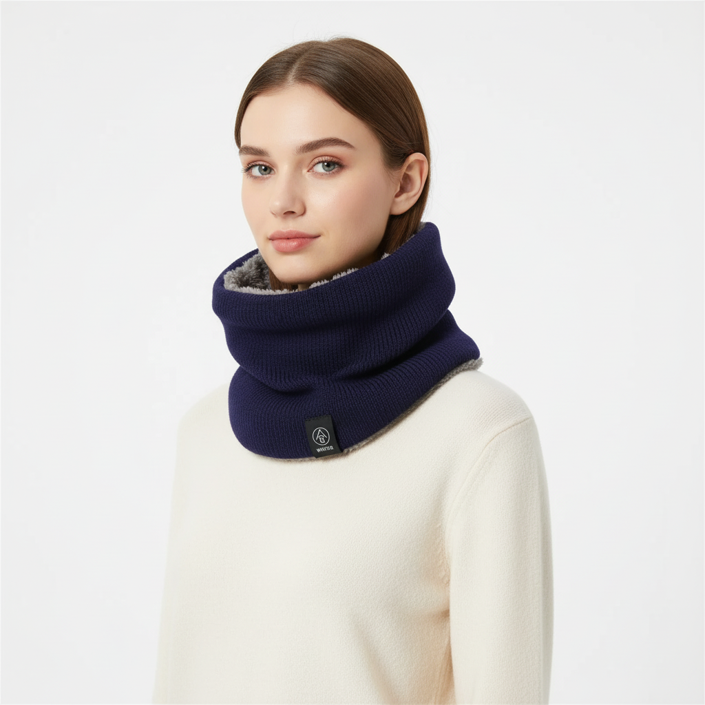 Winter scarves fleece-lined tubular knit neck warmer unisex