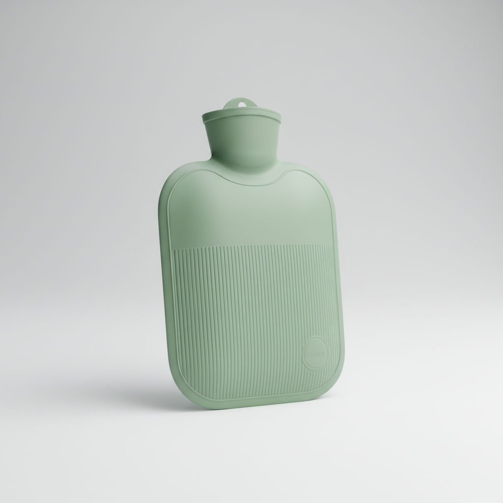 Large hot water bottle with soft surface and leak proof design for warmth