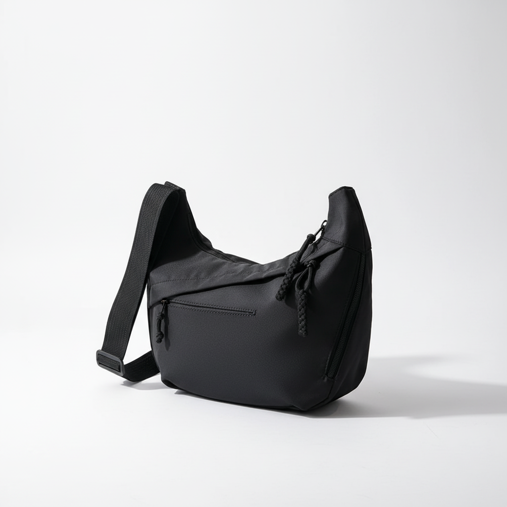Compact crossbody sling bag with adjustable strap and organized pockets
