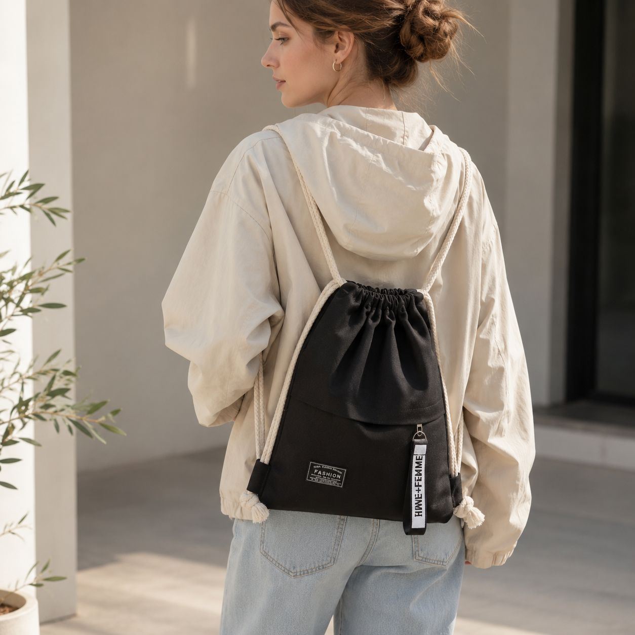 Celrien | Linenovo Soft Linen Drawstring Backpack