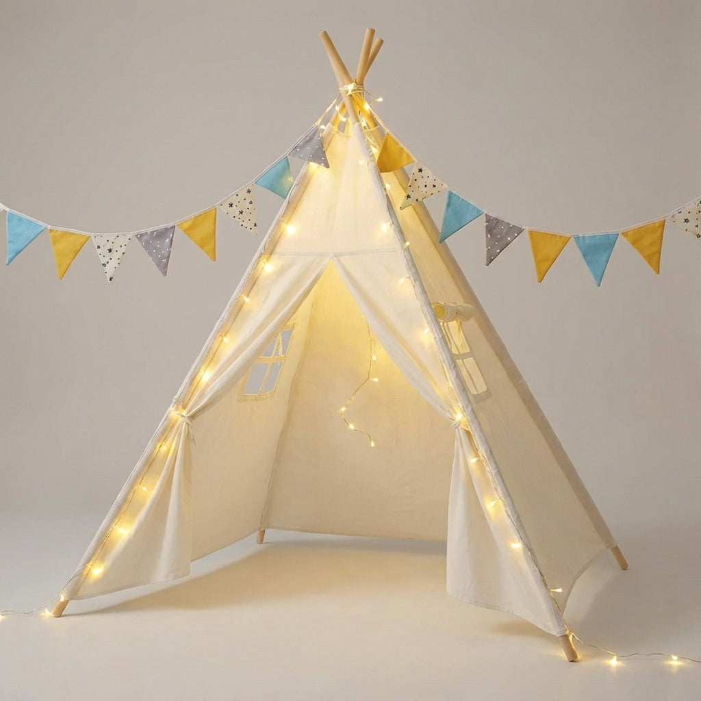 Kids indoor play tent teepee with padded floor mat