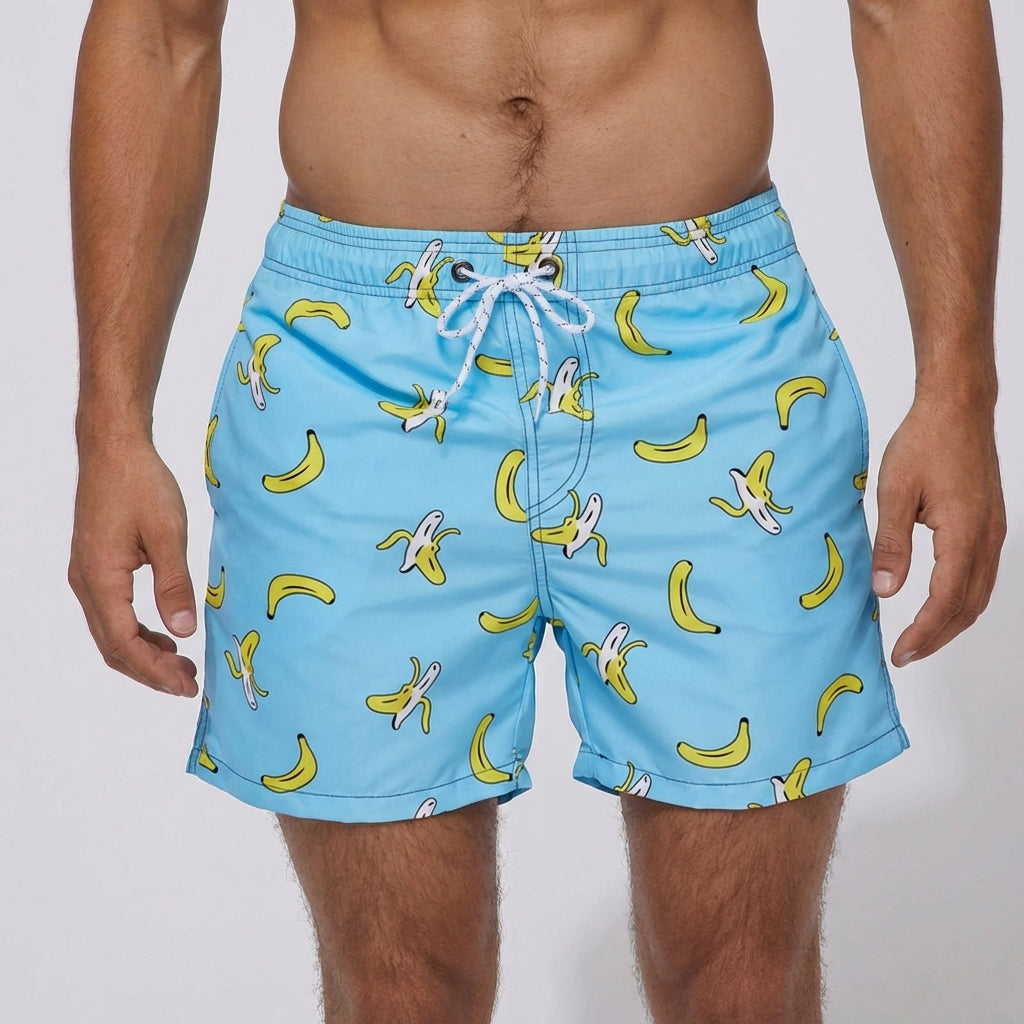 Men's quick-drying board shorts with breathable fabric and adjustable waistband