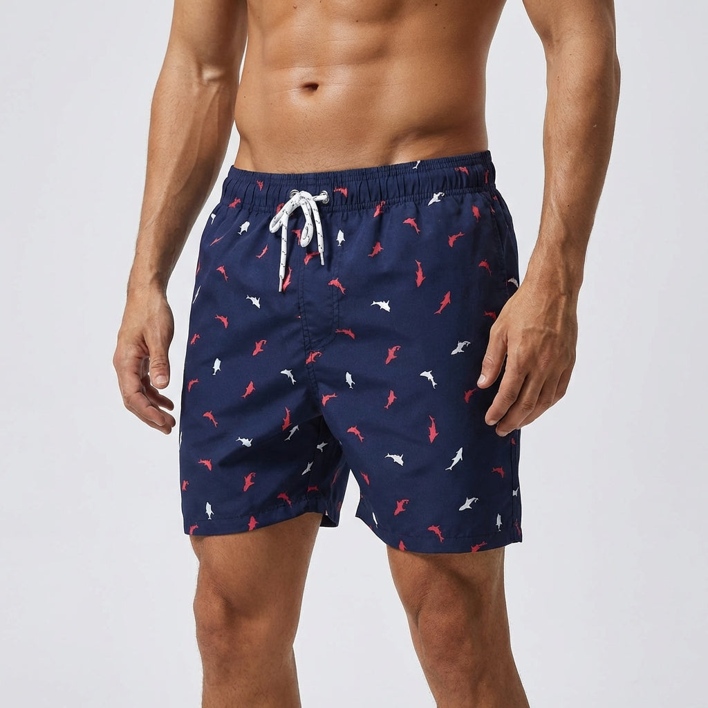 Men's quick-drying board shorts with breathable fabric and adjustable waistband