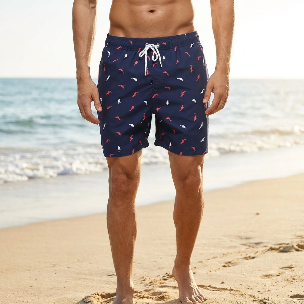 Men's quick-drying board shorts with breathable fabric and adjustable waistband